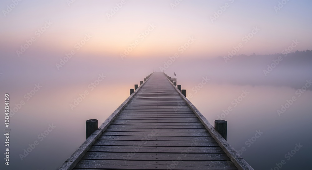 Fototapeta premium Dock Over Calm Misty Lake
