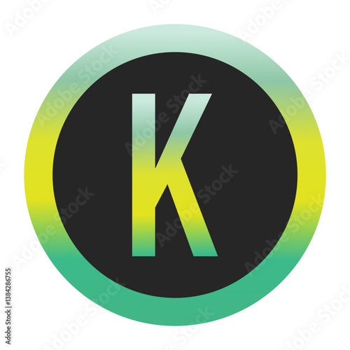 Free Download Bold Green and Yellow Capital Letter K on a Black Circle with a Gradient Eco-Friendly Border Representing World Environment Day and Sustainability - GFXLoad