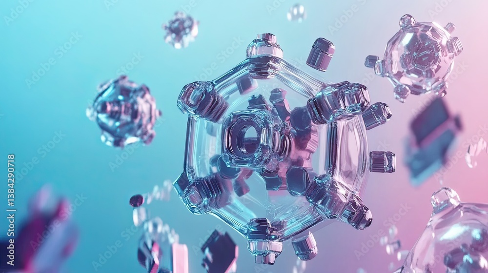 Fototapeta premium Scientific close-up innovative 3d visualization of dynamic molecular structures