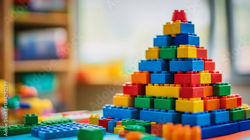 Colorful blocks pyramid, classroom, learning, preschool