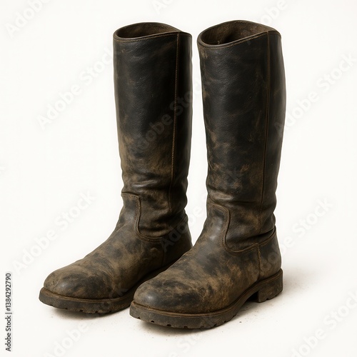 Wallpaper Mural Worn black knee-high boots on a light background. Torontodigital.ca