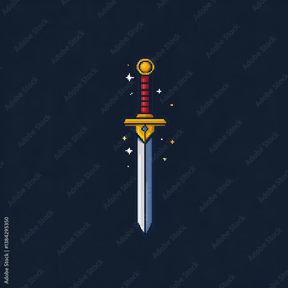 Naklejka premium Magical sword, cosmic background, game design, app icon
