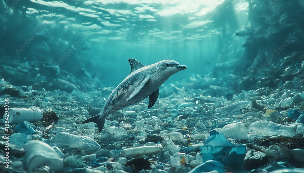Obraz premium Endangered wildlife trapped in a plasticcovered world