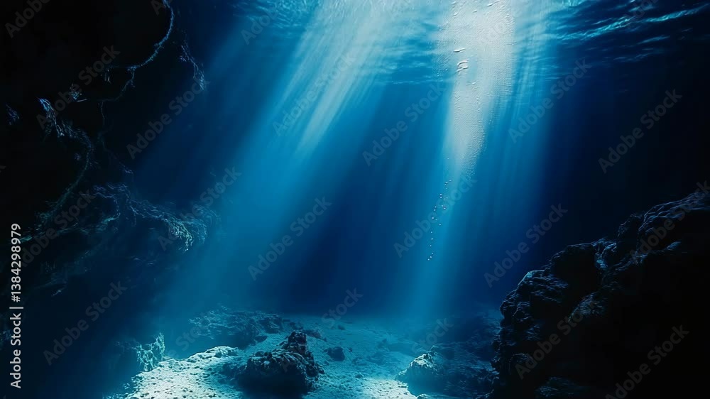 Sunbeams in a Deep Ocean Cave