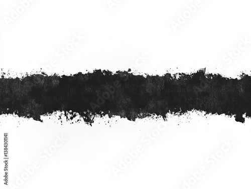 Black Ink Brush Stroke Divider Background.