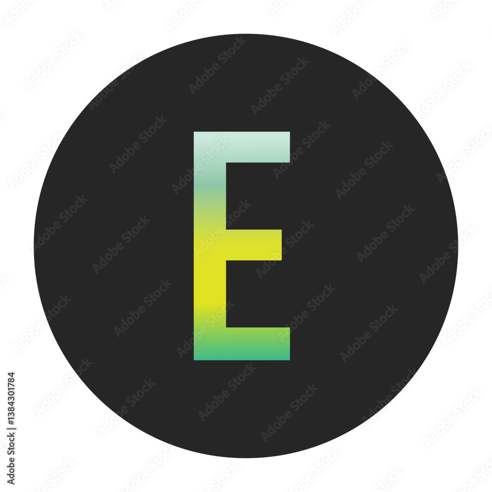 Minimalist Capital Letter E with Green and Yellow Gradient on a Black Circle Symbolizing Sustainability and World Environment Day Minimalist Capital Letter E with Green and Yellow Gradient on a Black Circle Symbolizing Sustainability and World Environment Day