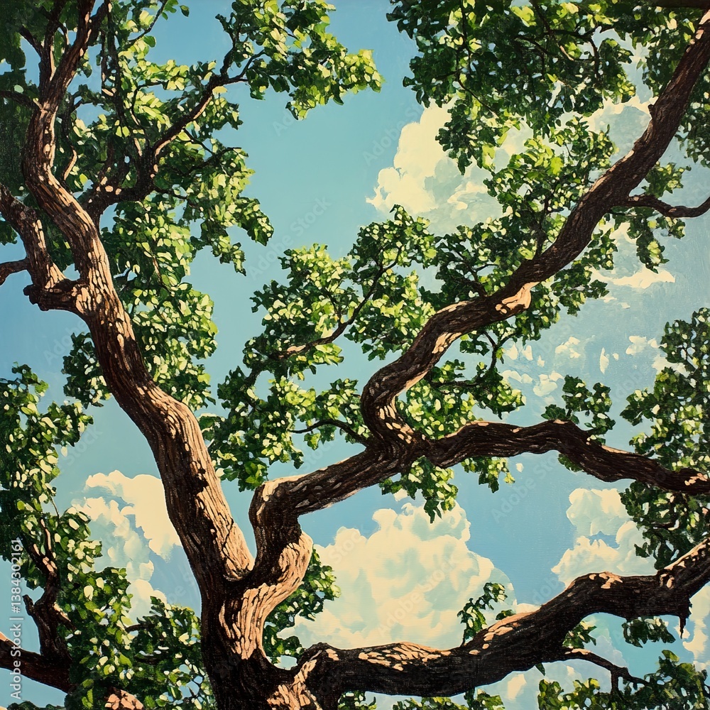 Fototapeta premium Majestic Tree Canopy Under a Summer Sky