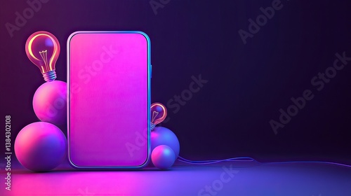 Creative lighting and technology modern digital art in mobile innovation studio
