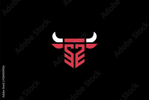 Obraz na płótnie Abstract Bull Monogram Logo.bold and aggressive emblem seamlessly integrates the letters