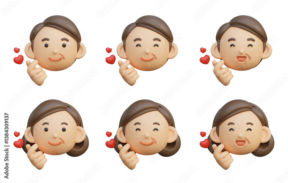 3D graphic of an middle age character making a heart shape with his fingers 3D graphic of an middle age character making a heart shape with his fingers