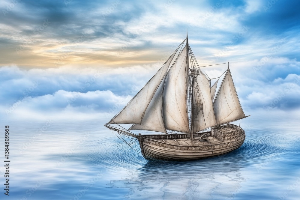 Obraz premium A business plan floating in the sky like a treasure map leading to success