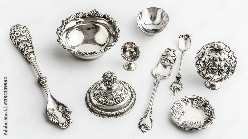 Naklejka premium Silver-plated accents isolated isolated on white background