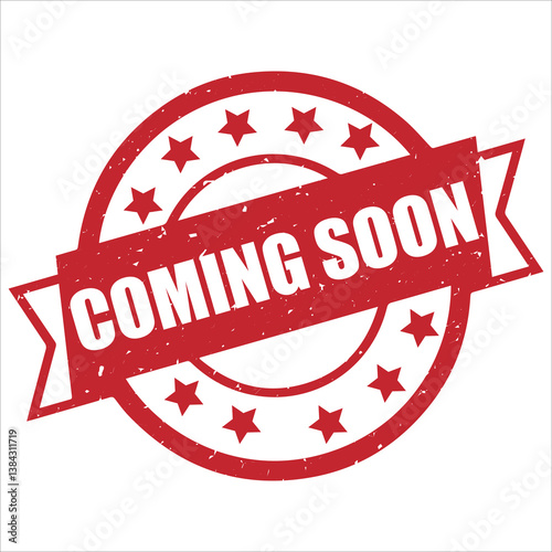 Coming soon round stamp icon grunge distressed style