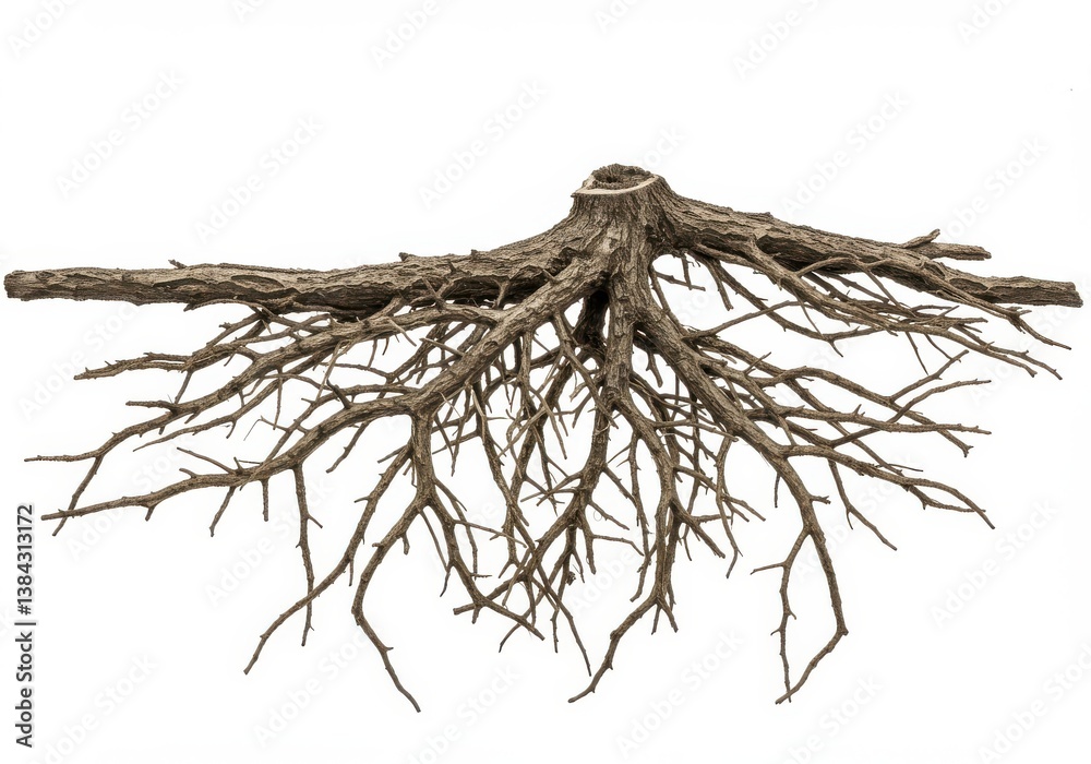 Obraz premium Intricate root system isolated white