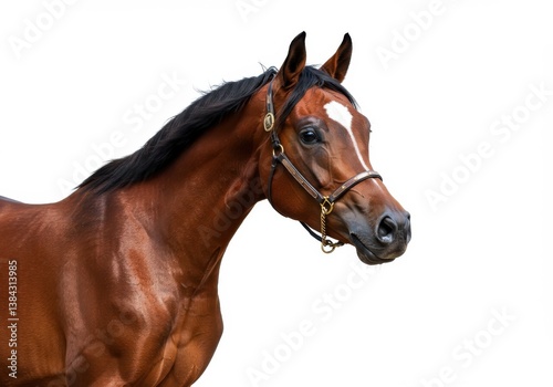 Majestic bay horse close-up portrait