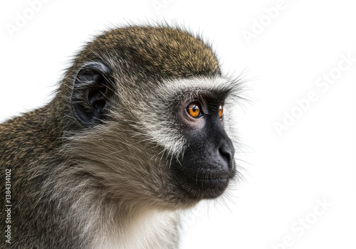 Realistic monkey portrait vervet side