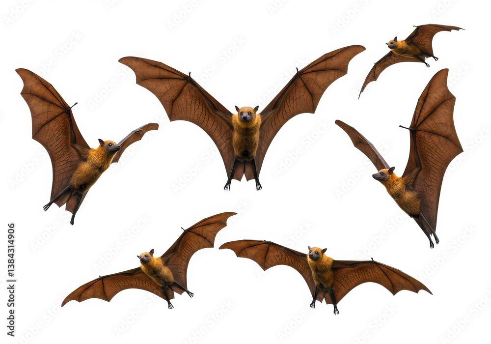 Fototapeta premium Realistic bats flight multiple flying