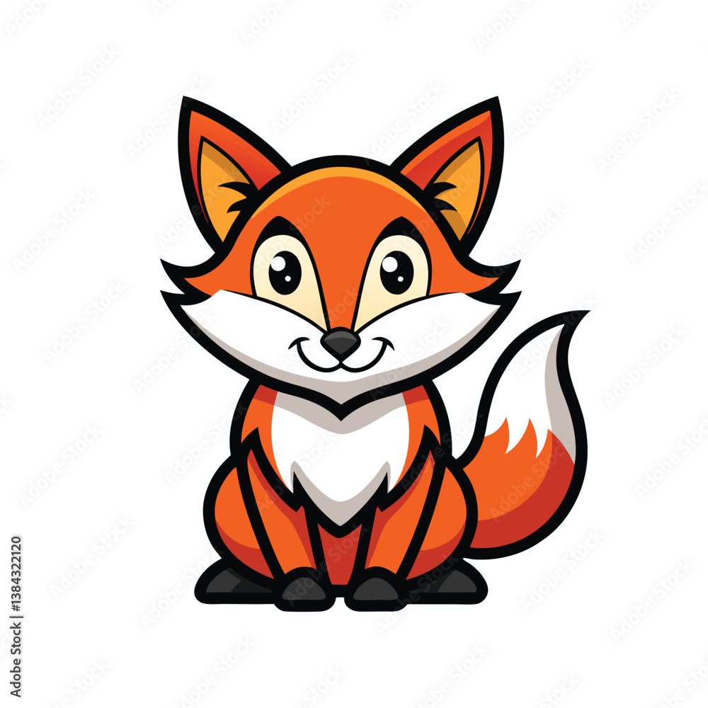 Fototapeta premium cute fox sitting mascot logo mascot logo