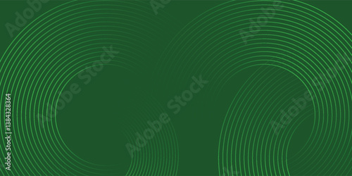 Abstract green glowing geometric lines on greenbackground. Modern shiny green circle lines pattern.