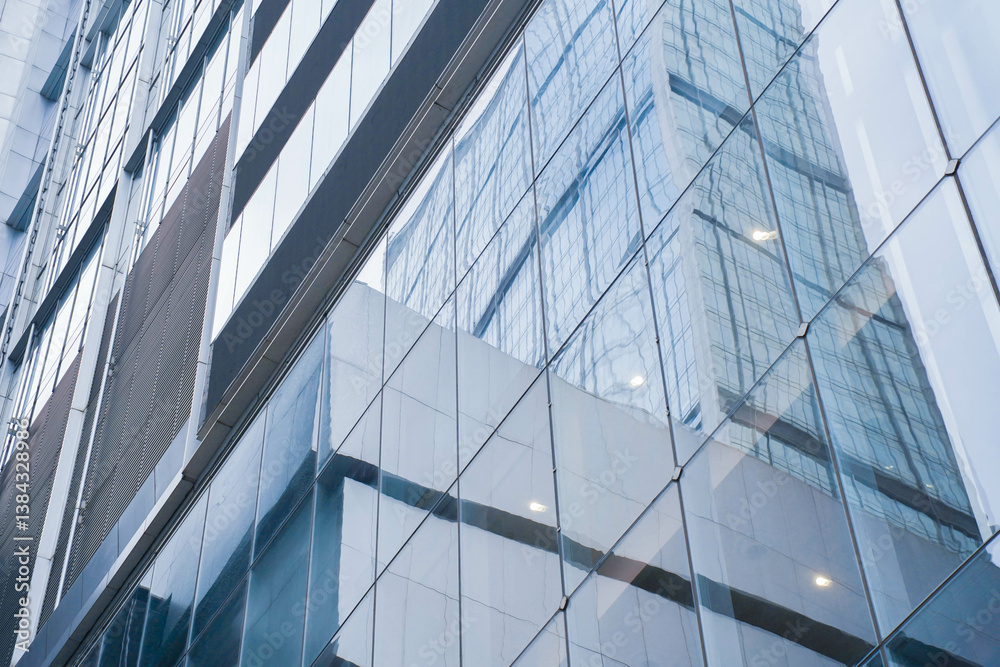 Architecture details Glass wall Modern building exterior Abstract futuristic background