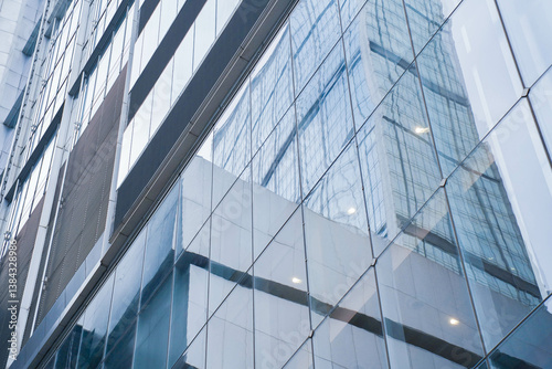 Obraz na płótnie Architecture details Glass wall Modern building exterior Abstract futuristic background w salonie