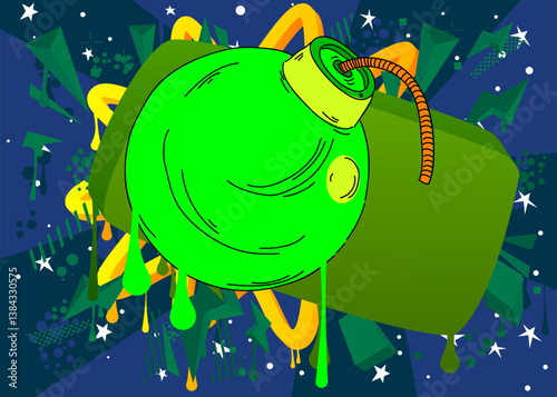 Bomb graffiti. Abstract modern street art decoration performed in urban painting style.