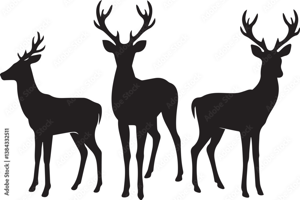 Naklejka premium deer vector silhouette, deer vector illustration,deer vector art, deer vector logo