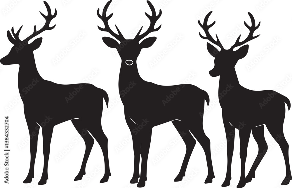 Obraz premium deer vector silhouette, deer vector illustration,deer vector art, deer vector logo