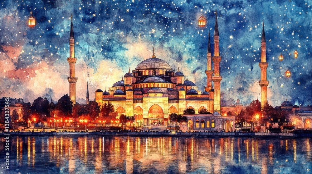 Fototapeta premium Mystical Istanbul Mosque at Night