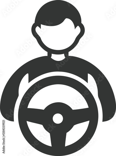 Glyph Anonymous Person Steering Wheel on Transparent Background