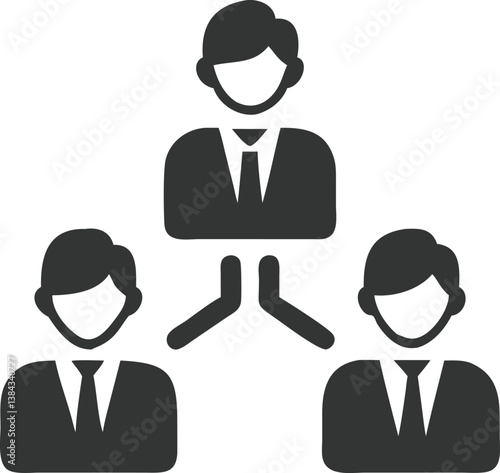 Isolated hierarchical structure with suited figures, transparent background, icon