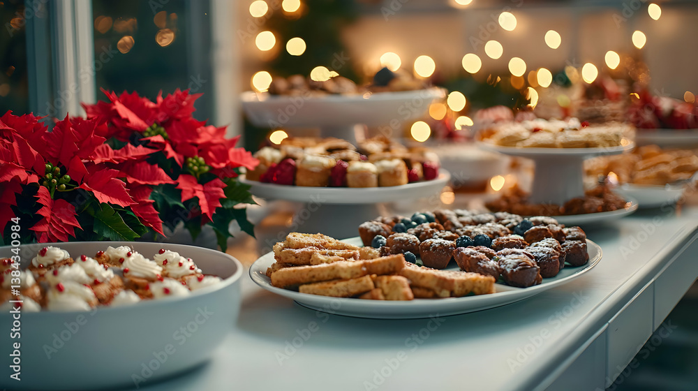 Naklejka premium Christmas Cookies And Treats Buffet Display