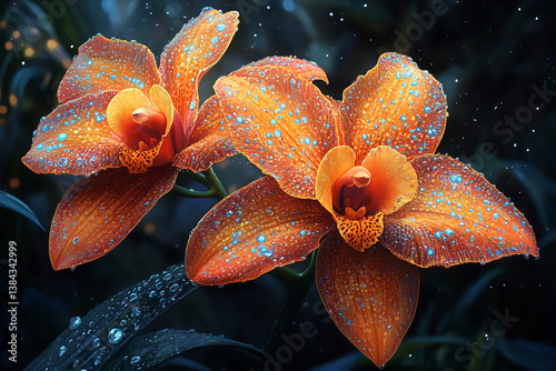 Giant Space Orchids – Realistic Illustration of Cosmic Radiation-Absorbing Flora photo