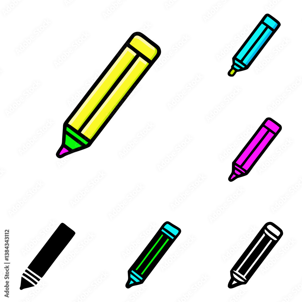 set of colored pencils