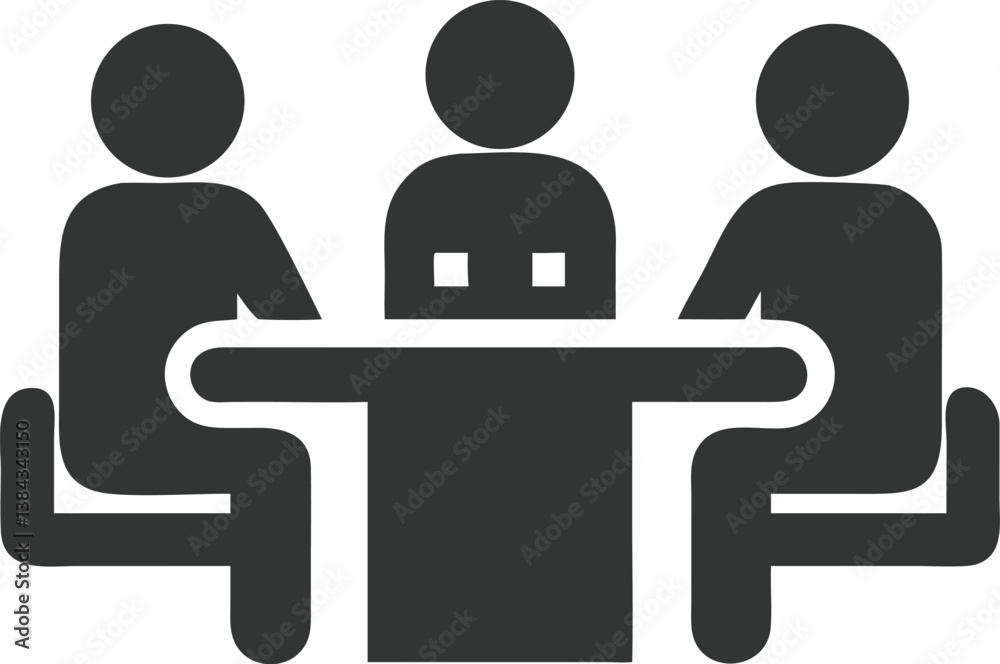 Meeting Icon, Three People at Table, Business Discussion Symbol, Transparent Meeting Icon, Three People at Table, Business Discussion Symbol, Transparent