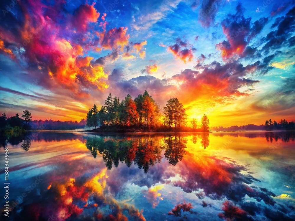 Obraz premium Abstract Double Exposure Landscape with Blot-like Shapes: Surreal Nature Photography