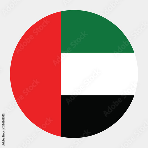 Flag of the United Arab Emirates. Flag icon. Standard color. Circle icon flag. 3d illustration. Computer illustration. Digital illustration. Vector illustration.