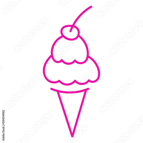 Delicious ice cream cone with cherry on top presented in a playful design