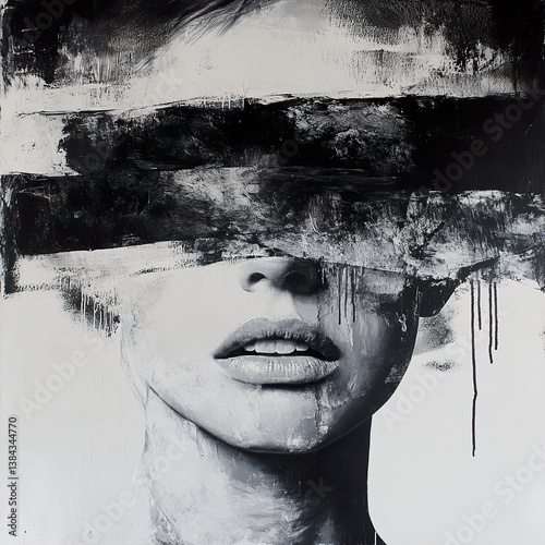 Hidden Emotions: A Black and White Abstract Portrait