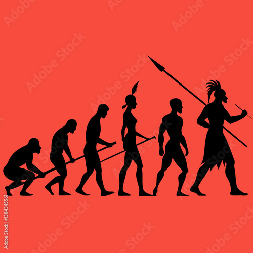 silhouette of a Primitive man