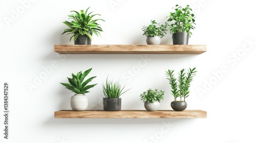 Floating wall shelves isolated on white background