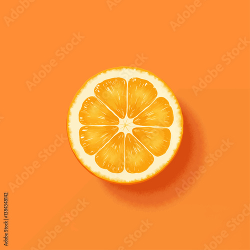 Vibrant orange slice on orange background