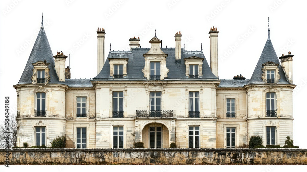 Obraz premium French chateau isolated on white background