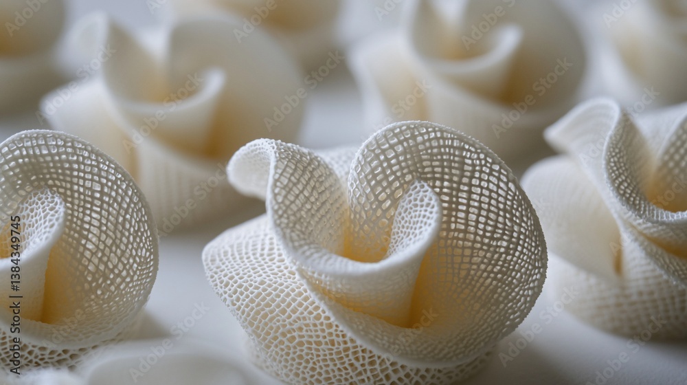 Fototapeta premium Intricate Woven Textile Sculptures Close Up