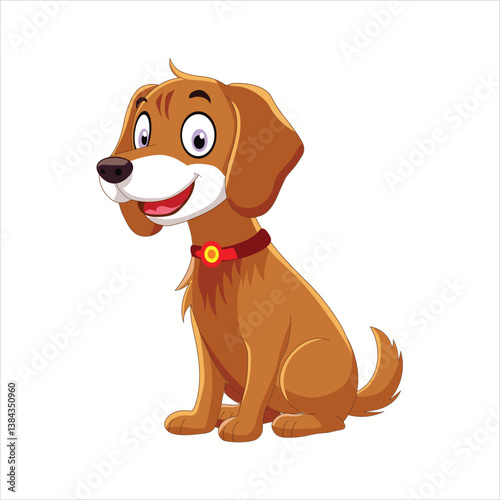 Cute dog vector illustration featuring a cheerful beagle puppy with a friendly expression. Isolated cartoon design shows a happy, furry canine—perfect for pet-themed graphics and doodles.