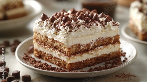 Wallpaper Mural photo a Tiramisu (often considered a cake) isolated on white background,Transparent background, clear border, for easy background separation,stock photo Torontodigital.ca