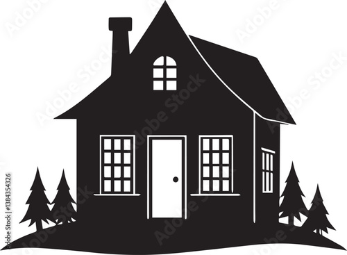 silhouette of a house, house vector illustration, house clipart, house silhouette vector black and white