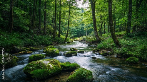 Serene Forest River: A Tranquil Escape into Nature's Embrace