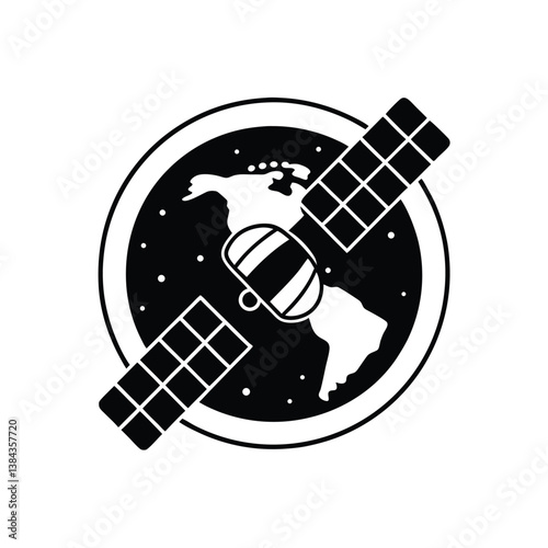 Satellite Orbiting Earth – Bold and Minimal Vector