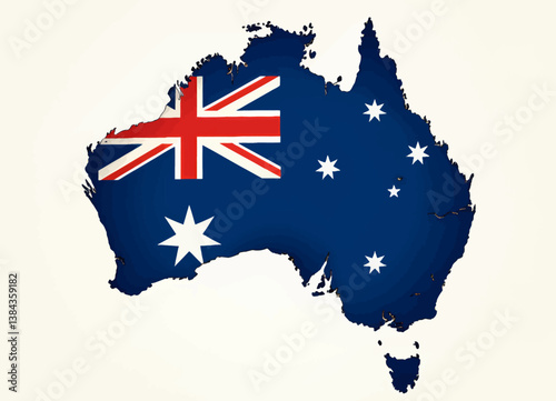 Australia Map Filled with National Flag Colors